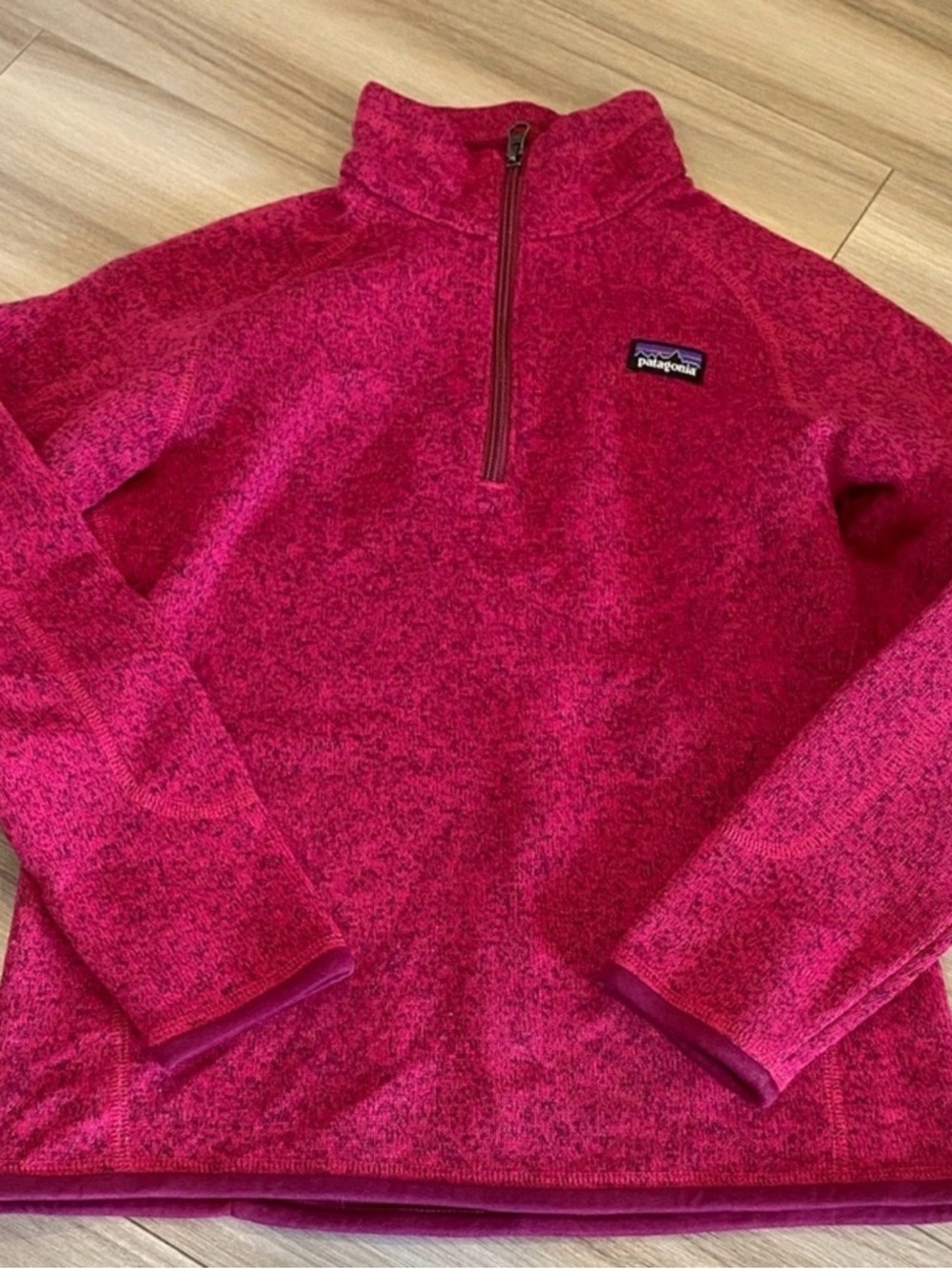 Patagonia Girls 12 Fleece Zip Pullover Pink Magenta Cozy Spring Jacket Sweater L